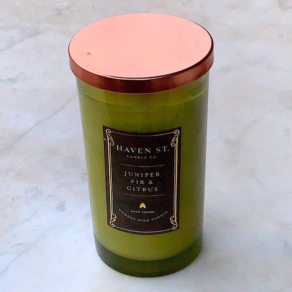 HAVEN STREET CANDLE JUNIPER FIR & CITRUS RICHLY WOOD WICK NEW 11 OZ - Picture 2 of 3